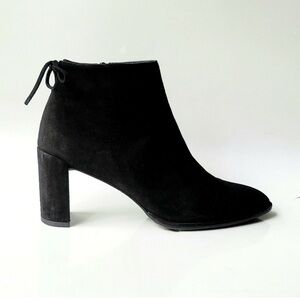 Stuart Weitzman Black Tie in the Back Heeled Booties